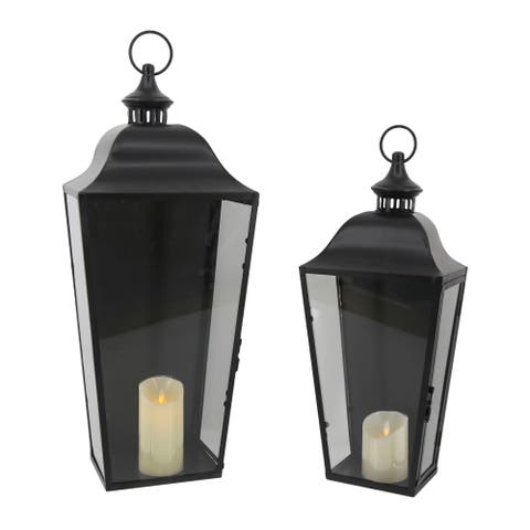 LED Metal Oversized Wall Lanterns Set of 2 Decorative Candle Holders for Home Spring Decor