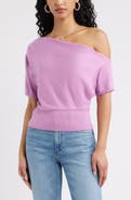 Open Edit One-Shoulder Short Sleeve Sweater