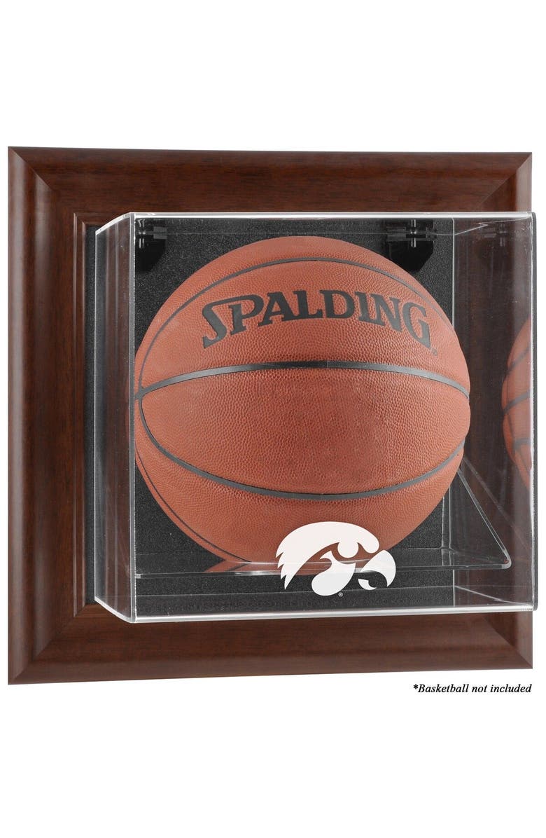 FANATICS AUTHENTIC Iowa Hawkeyes Brown Framed Wall-Mountable Basketball Display Case, Main, color, 