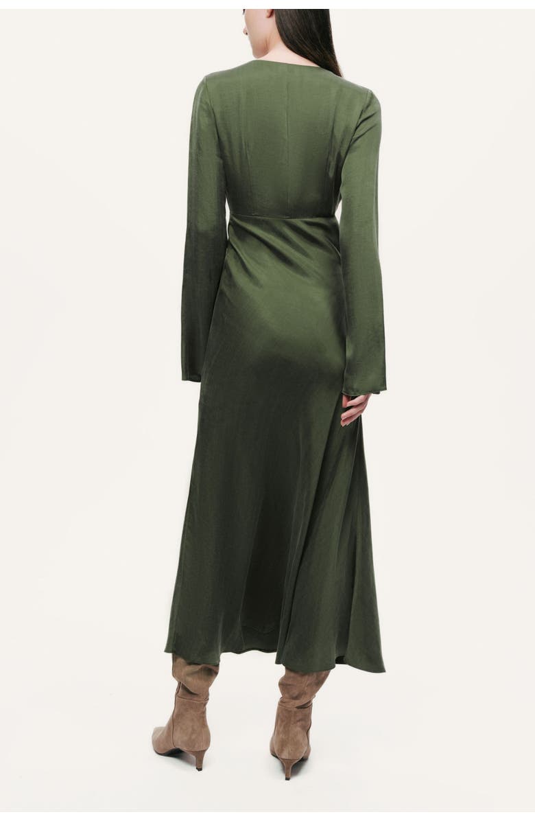 Nocturne Crystal-Button V-Neck Maxi Dress, Alternate, color, Dark Green