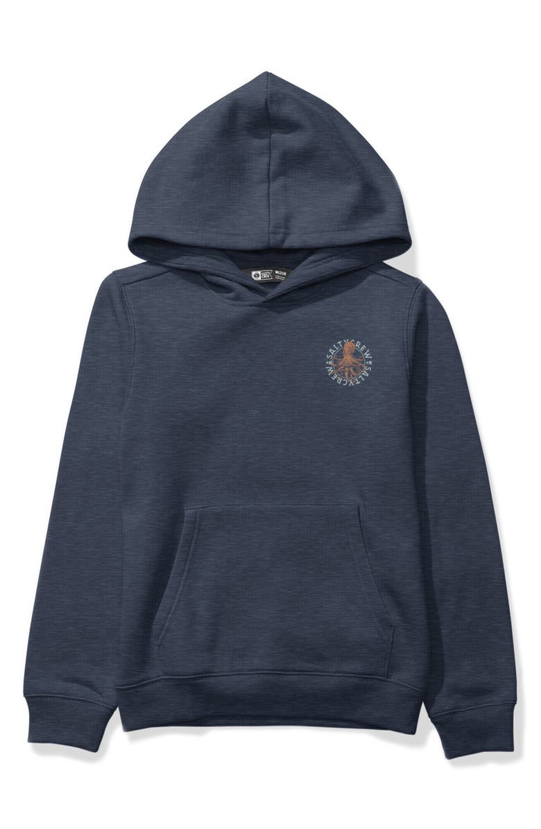 Salty Crew Kids' Tentacles Cotton Blend Hoodie, Main, color, Navy Heather