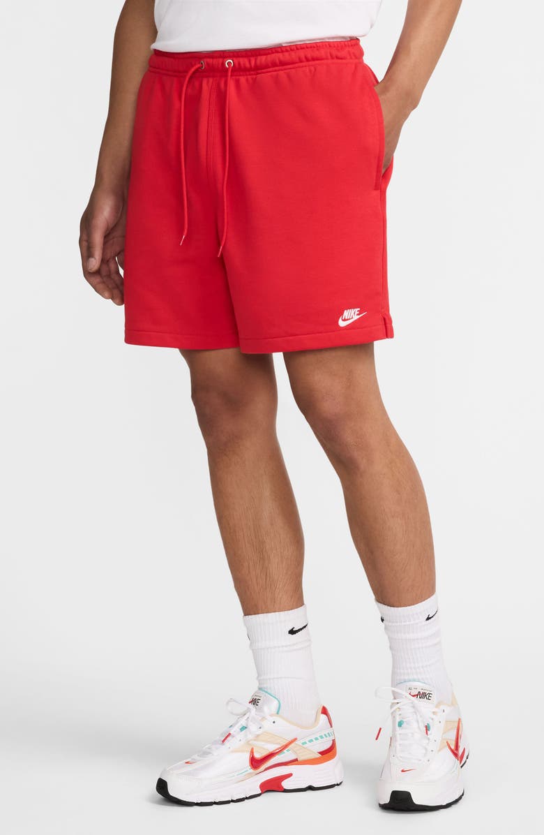 Nike Club French Terry Flow Shorts, Main, color, University Red/ University Red