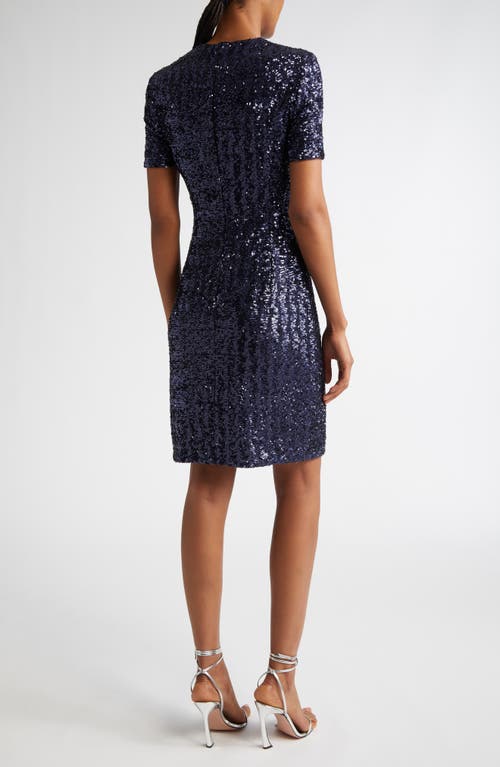 Michael Kors Sequined Short-sleeve Mini Dress In Maritime