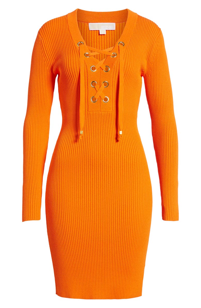 MICHAEL Michael Kors Lace-Up Ribbed Dress, Alternate, color, 