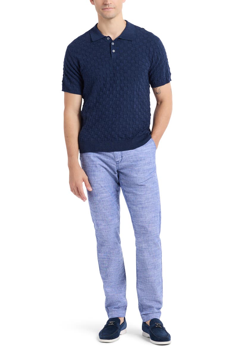 Robert Graham Hampson Cotton Polo Sweater, Alternate, color, Navy