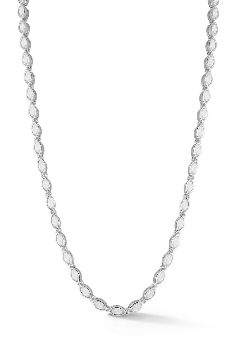 Marquise Cubic Zirconia Tennis Necklace, Main, color, SILVER
