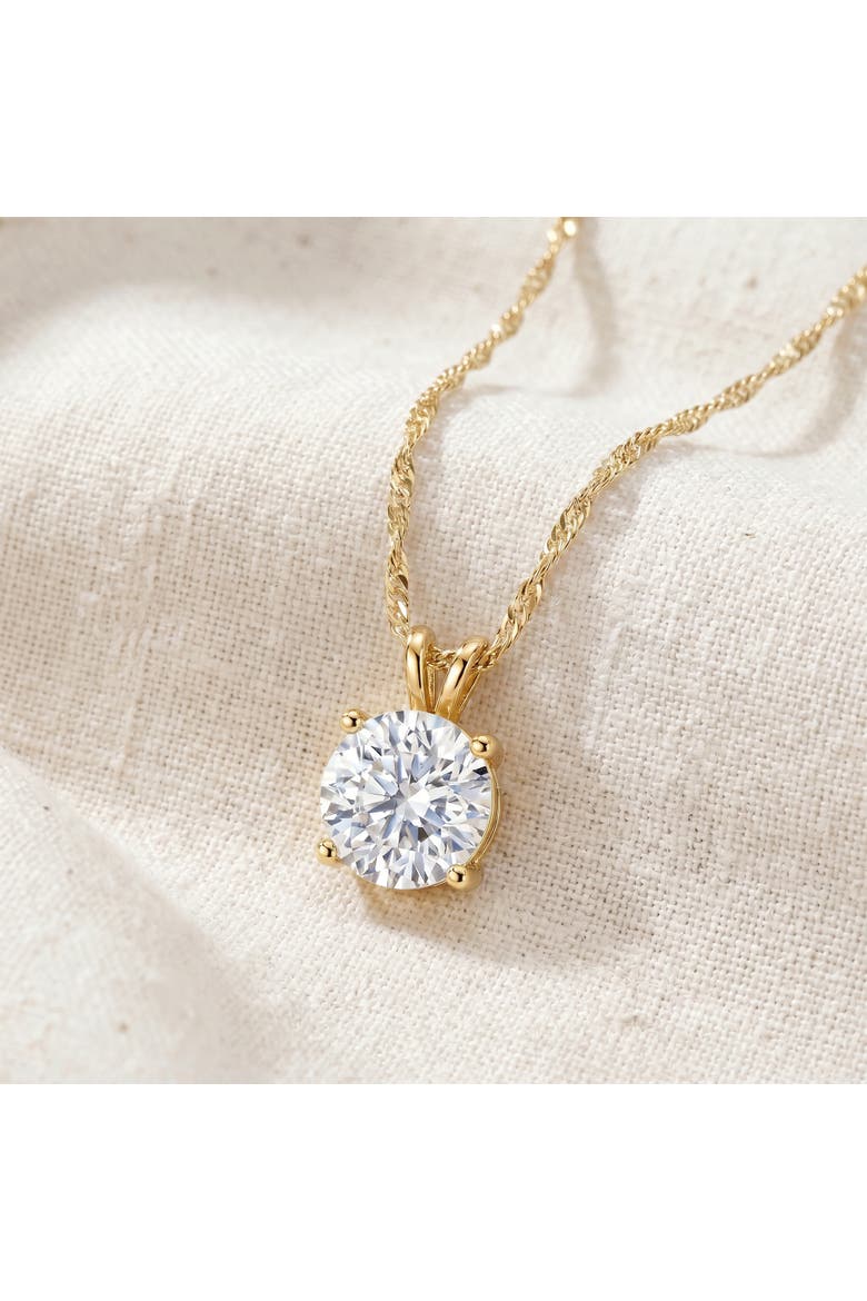 Certified 2Ct Solitaire Round Diamond Necklace 14k Gold Lab Grown Pendant, Alternate, color, 14k Yellow Gold