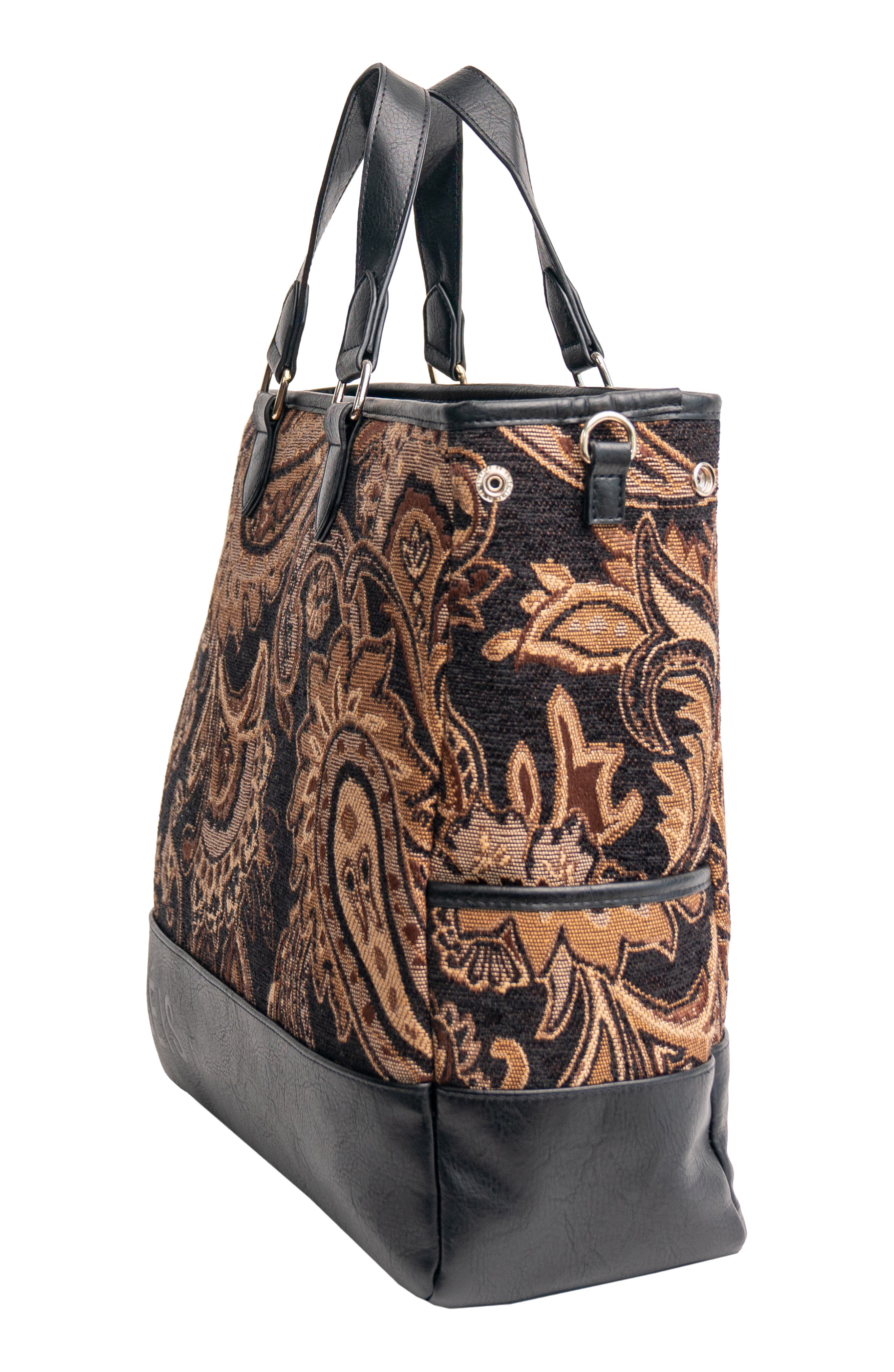 Béis The Mini Everyday Jacquard & Faux Leather Tote, Alternate, color, 