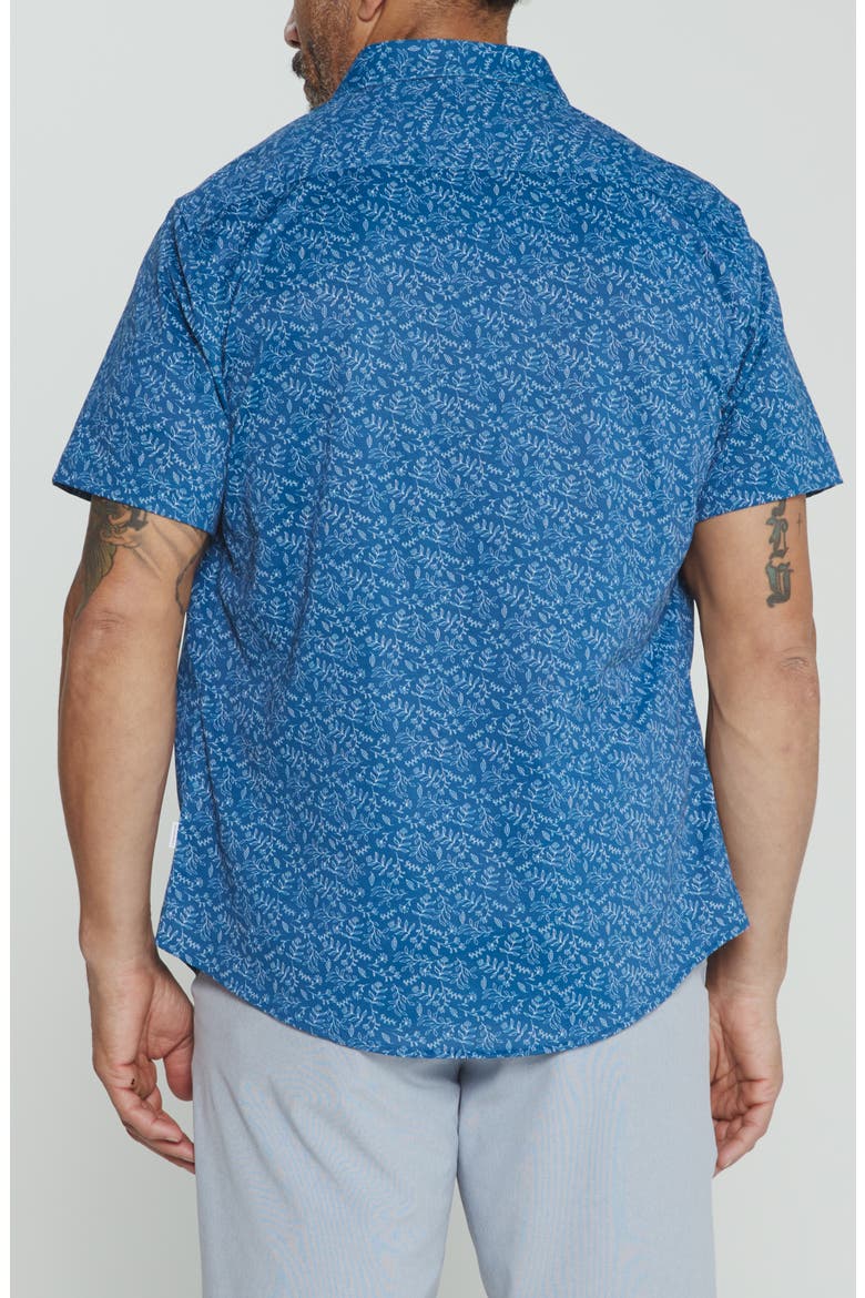 Eden Floral Short Sleeve Button-Up Shirt, Alternate, color, ISLAND BLUE
