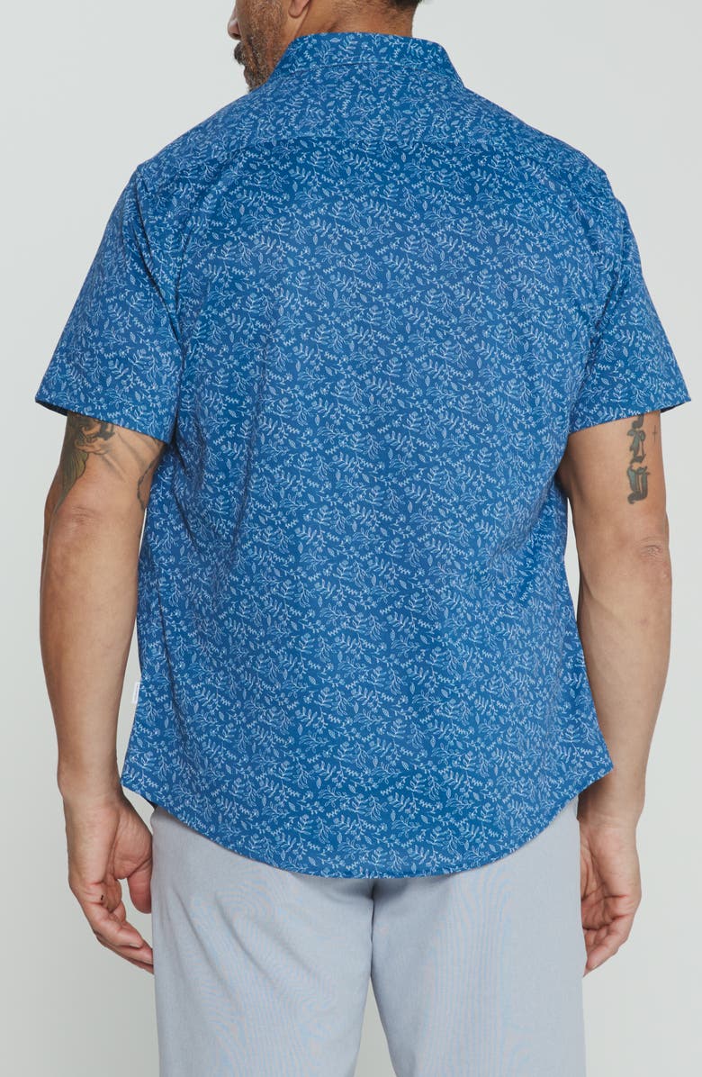 7 Diamonds Eden Floral Short Sleeve Button-Up Shirt, Alternate, color, Island Blue