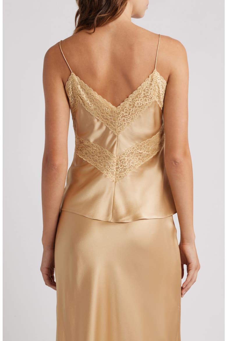Brimsley Lace Trim Silk Camisole, Alternate, color, CAMEL CHARM
