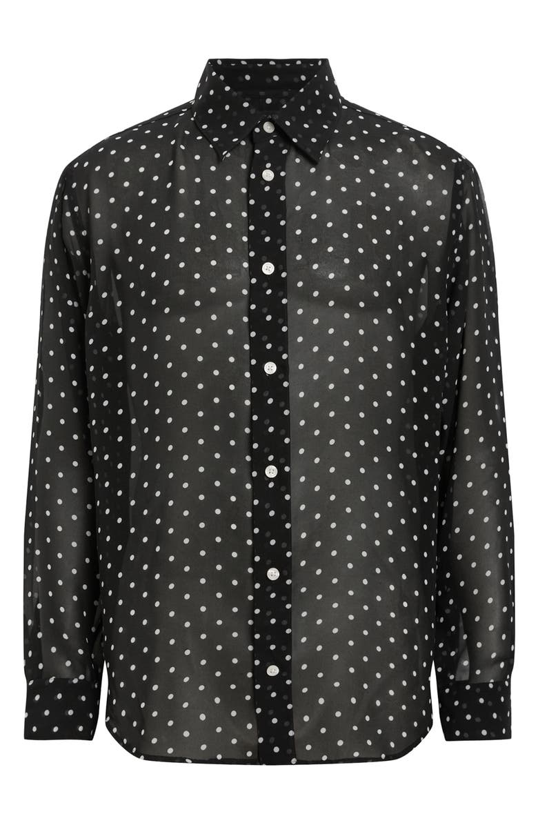 AllSaints Sangha Polka Dot Sheer Button-Up Shirt, Alternate, color, 