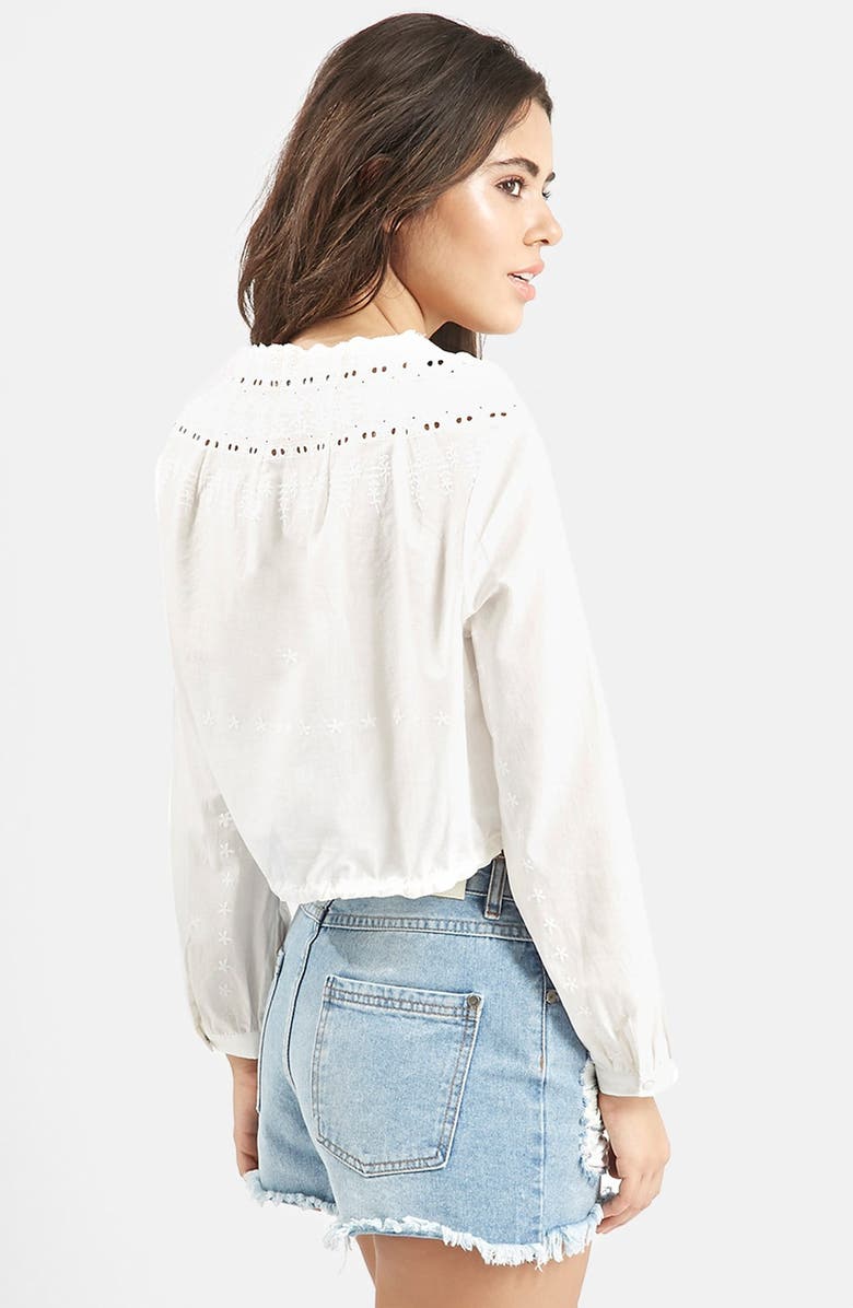 Topshop KENDALL + KYLIE at Topshop Embroidered Surplice Top, Alternate, color, 