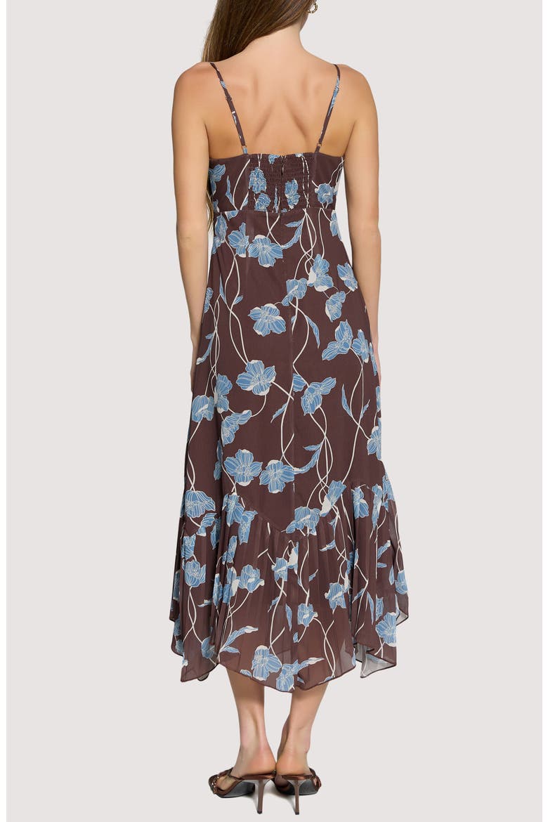 Sapphire Mist Floral Dress, Alternate, color, BROWN BLUE