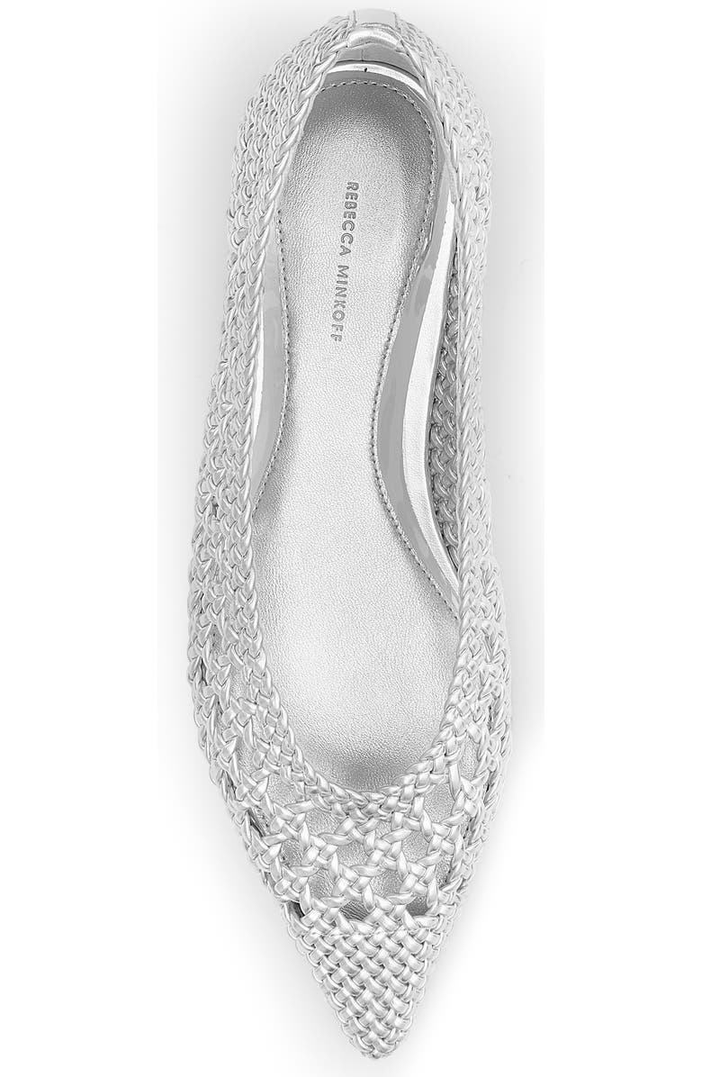 Rebecca Minkoff Bellerina Pointed Cap Toe Flat, Alternate, color, Silver