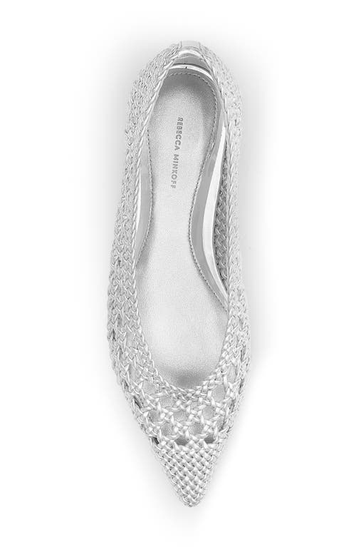 Rebecca Minkoff Bellerina Pointed Cap Toe Flat In Silver
