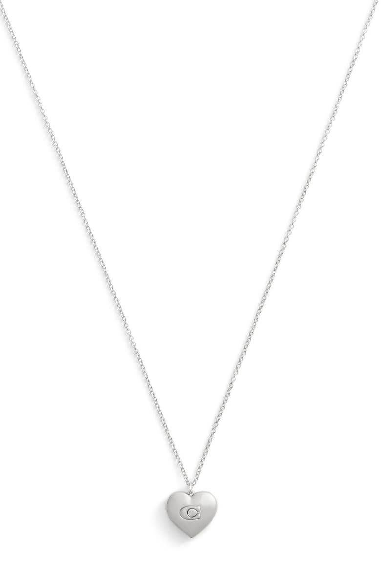 COACH Logo Pendant Necklace, Main, color, 