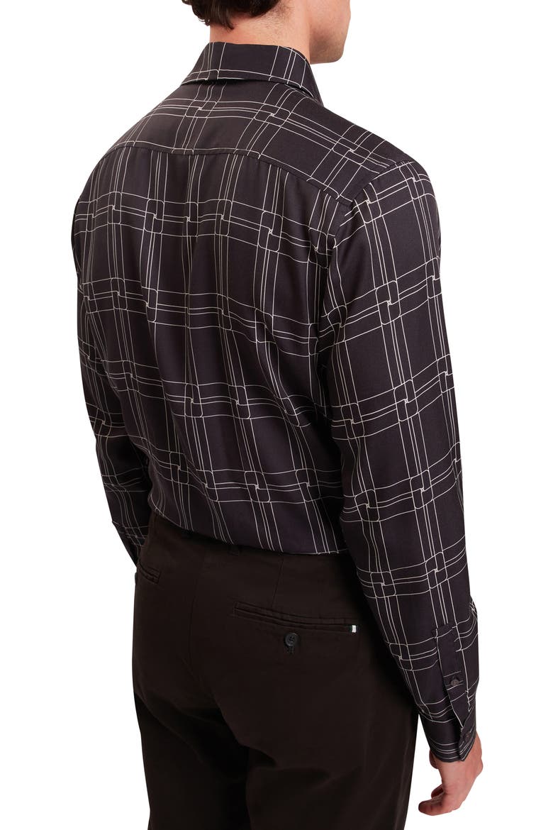 Lirra Regular Fit Geometric Print Button-Up Shirt, Alternate, color, BLACK