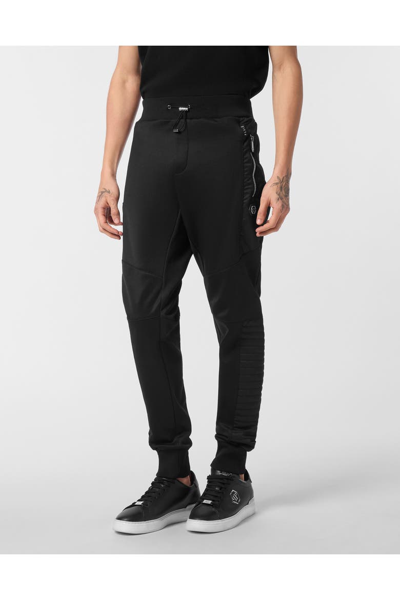 Tracksuit Pants Biker Cut Men, Main, color, black