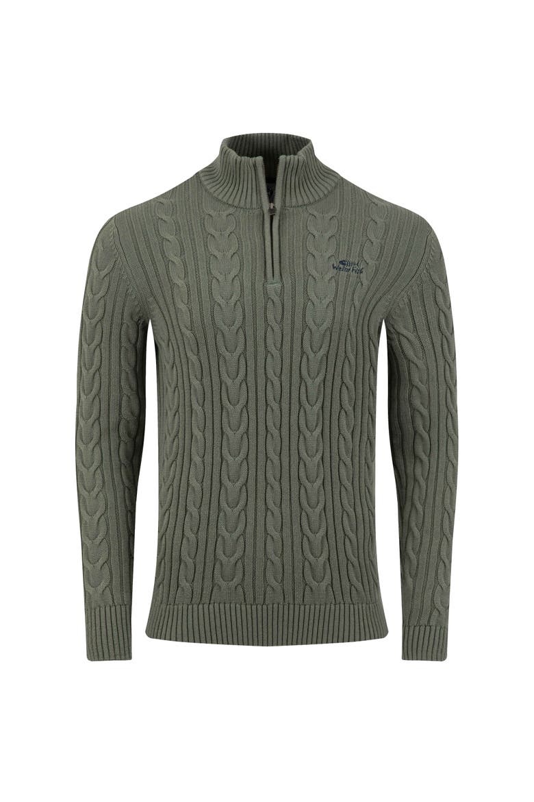 Heath 1/4 Zip Cable Knit Jumper, Alternate, color, Woodland Sage