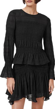 AllSaints Pamela Smocked Ruffle Top