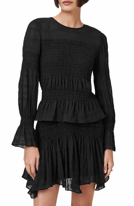 AllSaints Pamela Smocked Ruffle Top