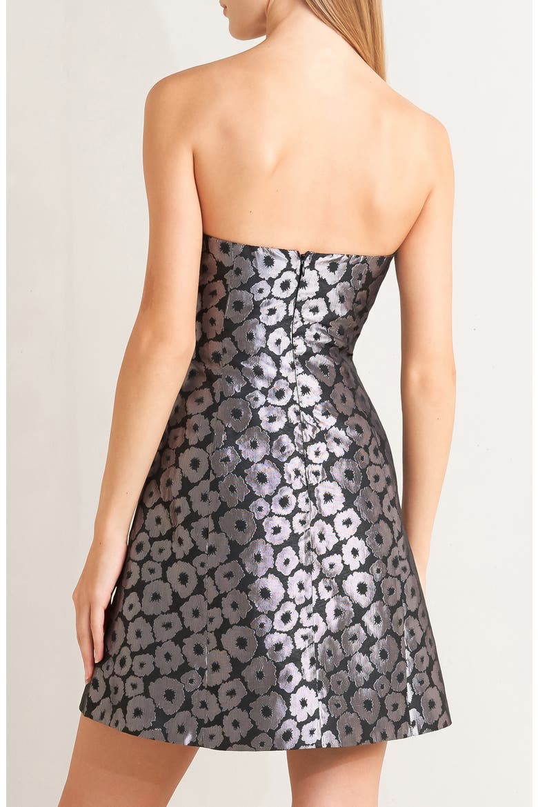 Metallic Strapless Flare Minidress, Alternate, color, BLACK/ SILVER