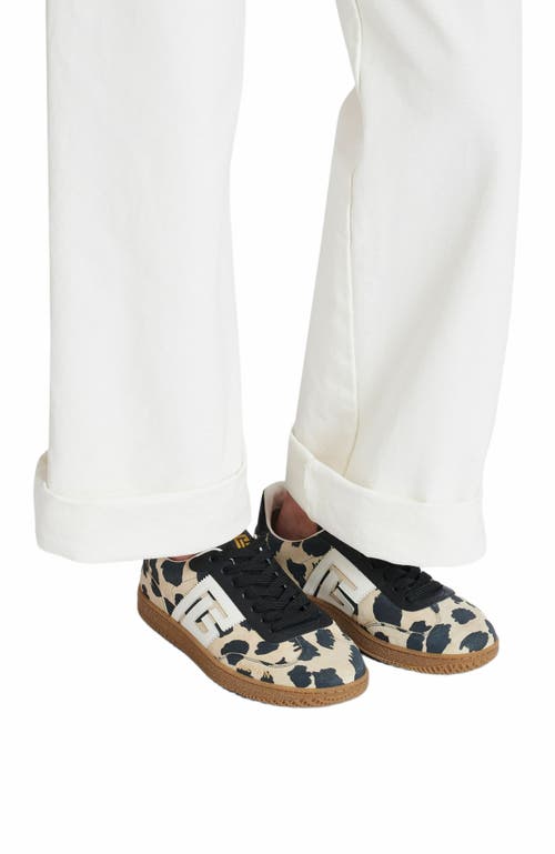 Balmain Swan Leopard Print Suede Leather Trainers In Brown