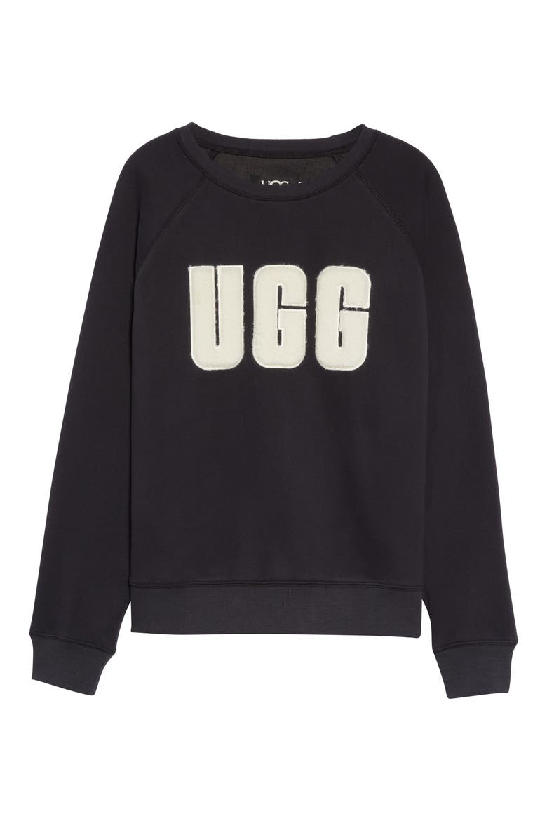 Collection Madeline Fuzzy Logo Graphic Sweatshirt, Alternate, color, BLACK / CREAM