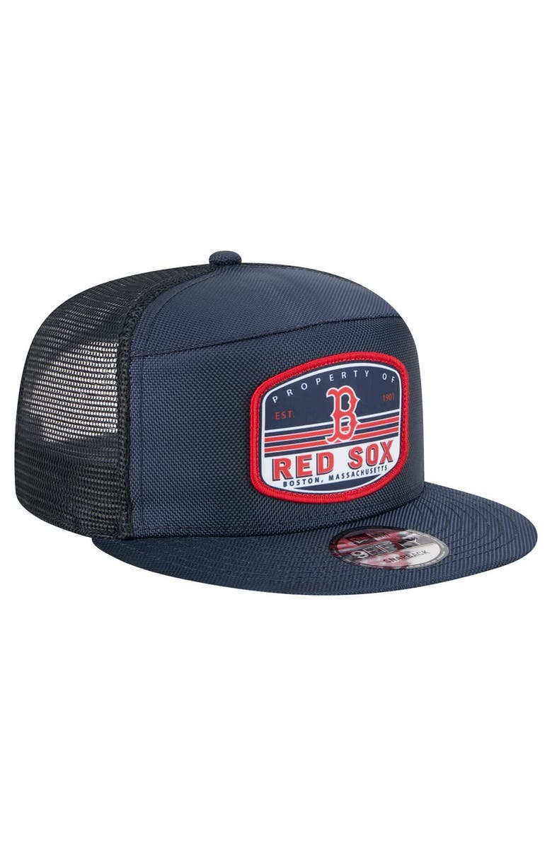 New Era Men's New Era Navy Boston Red Sox Split Panel 9FIFTY Trucker Snapback, Alternate, color,