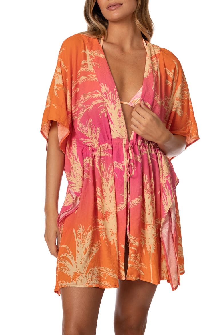 Sunwashed Palms Cover-Up Caftan, Alternate, color, OPEN PINK