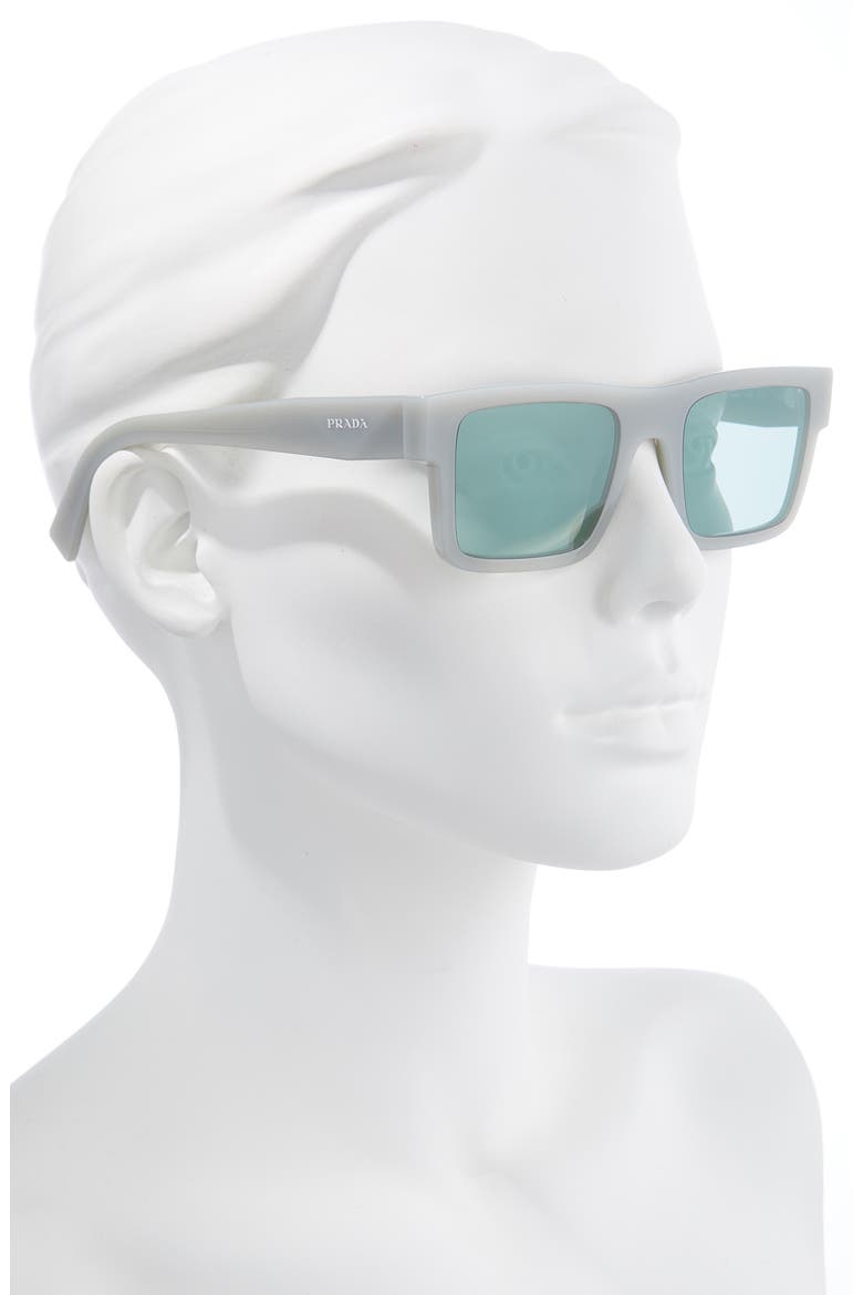 52mm Rectangular Sunglasses, Alternate, color, ARDESIA/ GREEN SILVER