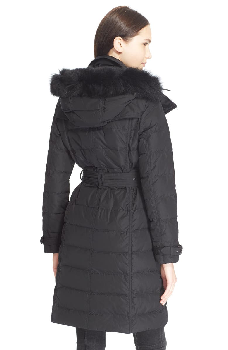 Burberry Brit 'Allerdale' Genuine Fox Fur Trim Hooded Quilted Down Coat, Alternate, color,