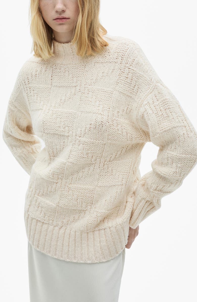 MANGO Perkins Chunky Knit Mock Neck Sweater, Main, color,