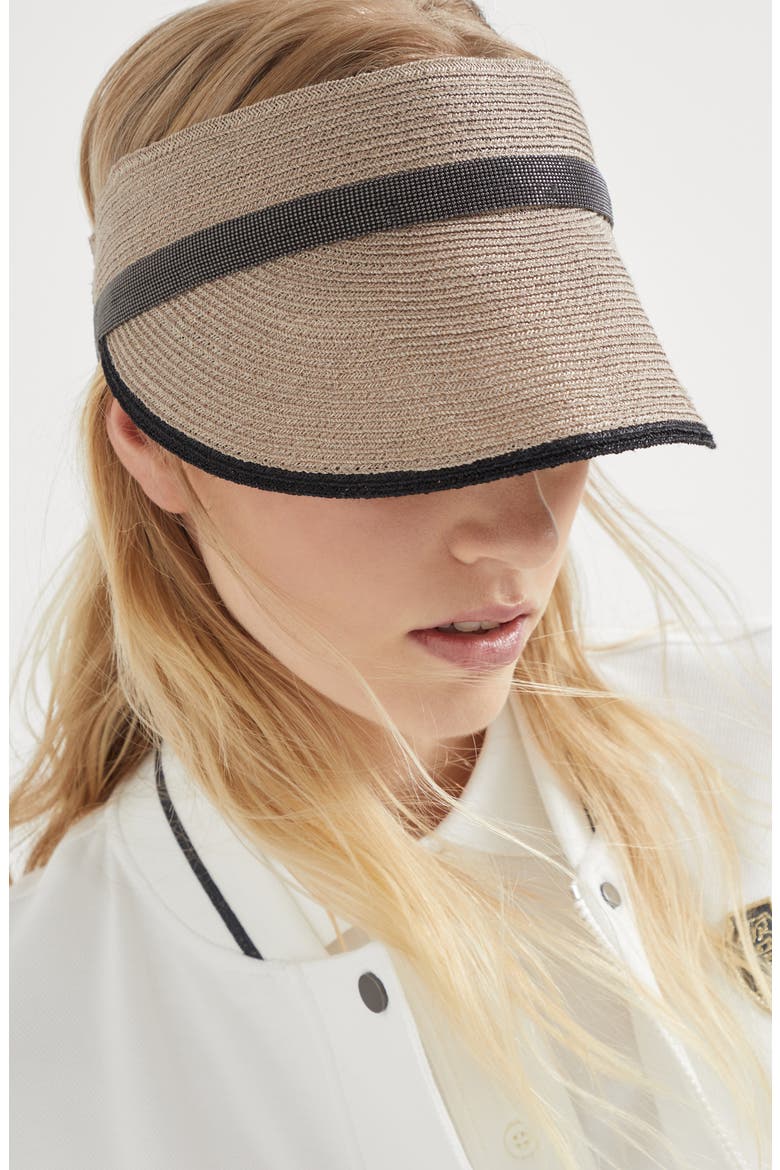 Hemp and cotton visor with precious band, Alternate, color, Desert