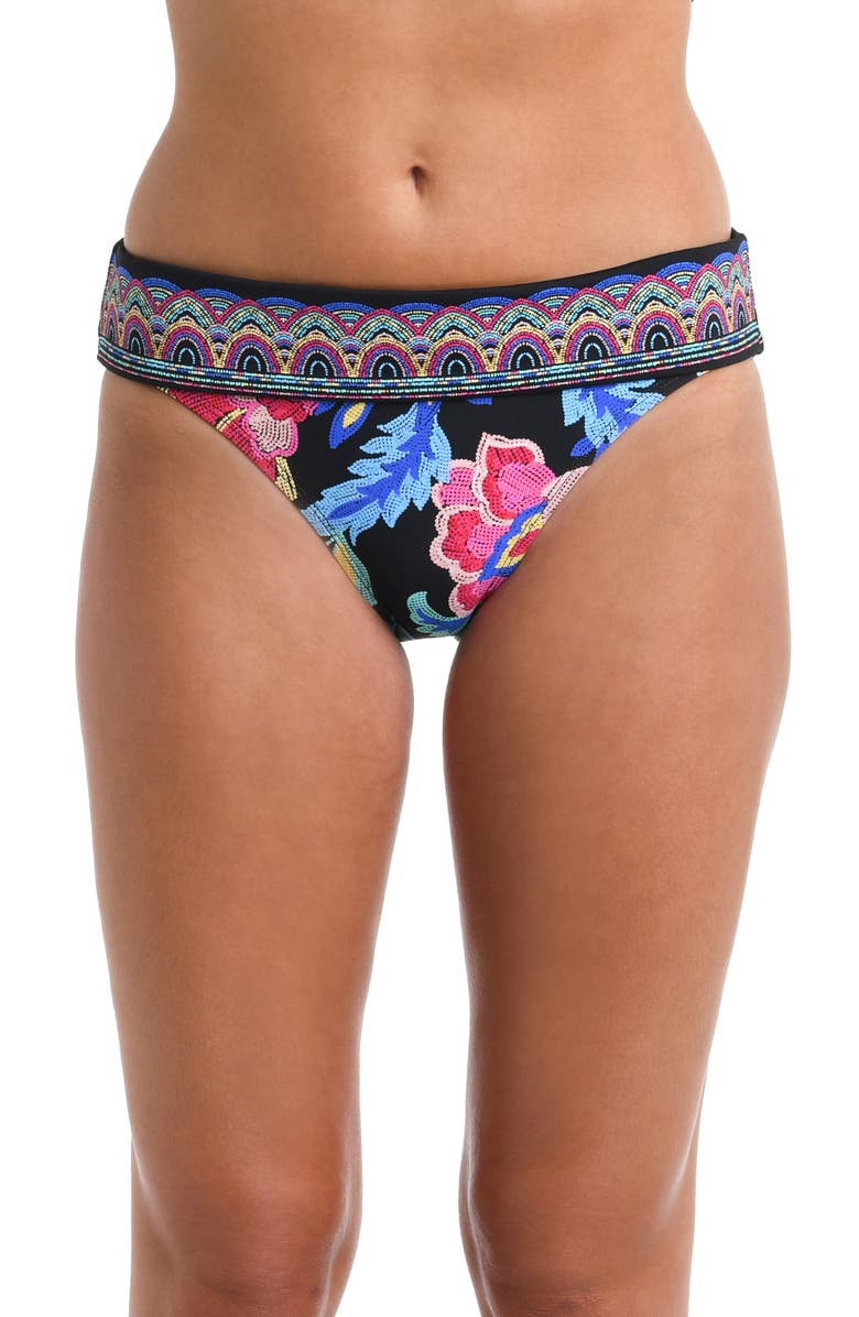 La Blanca Midnight Shirred Bikini Bottoms, Main, color, 