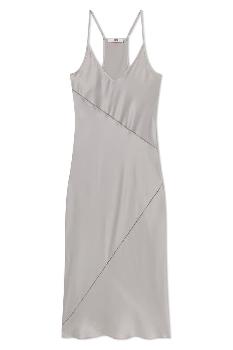 Ladder Stitch Washable Silk Slipdress Nightgown, Main, color, DOVE GREY