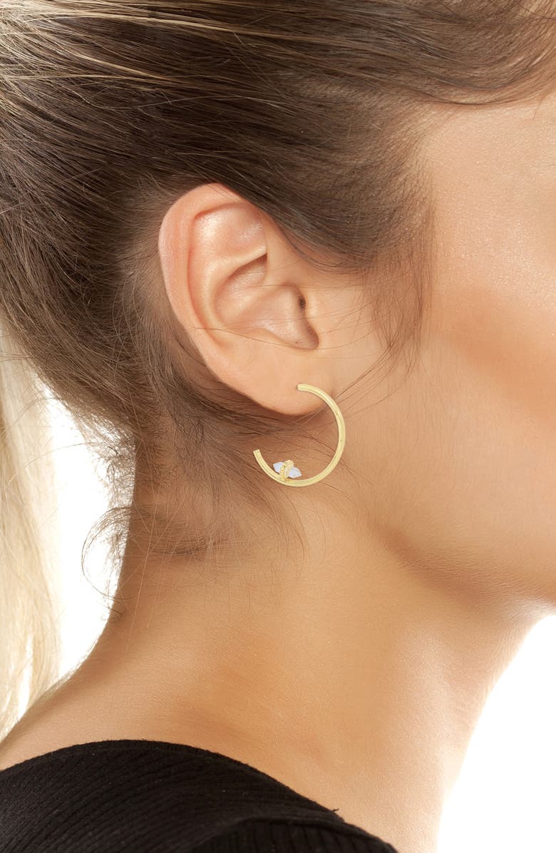 AllSaints Resin Crystal Hoop Earrings, Alternate, color,