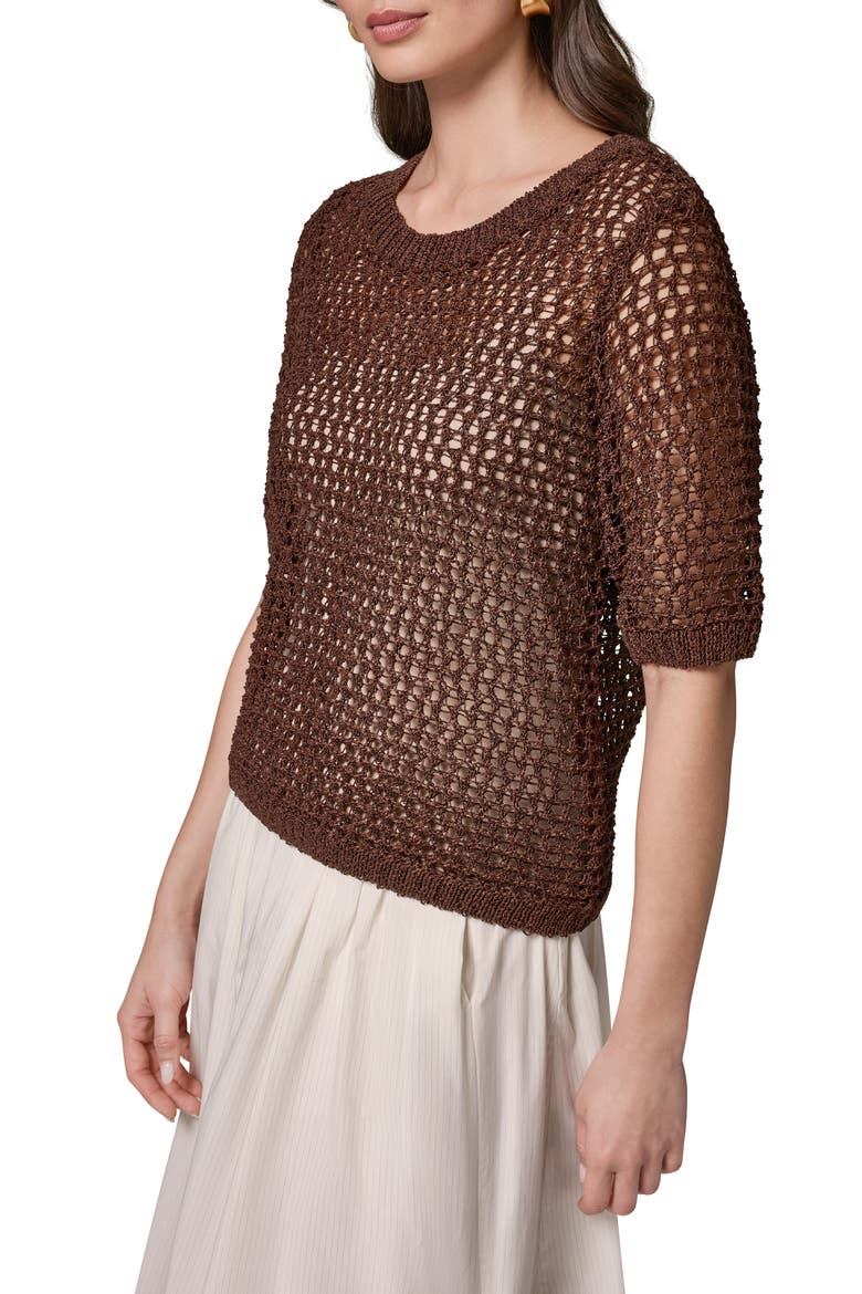 Open Knit Crewneck Sweater, Alternate, color, CANYON