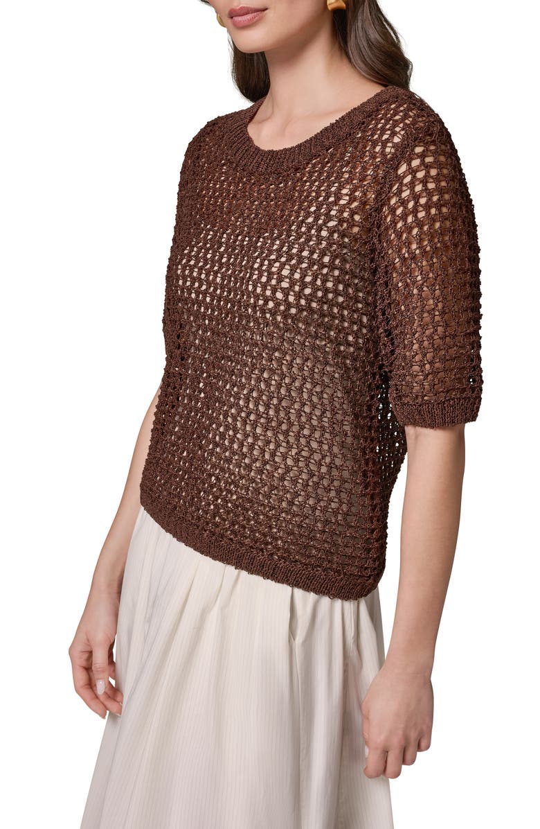 Donna Karan New York Open Knit Crewneck Sweater, Alternate, color, Canyon