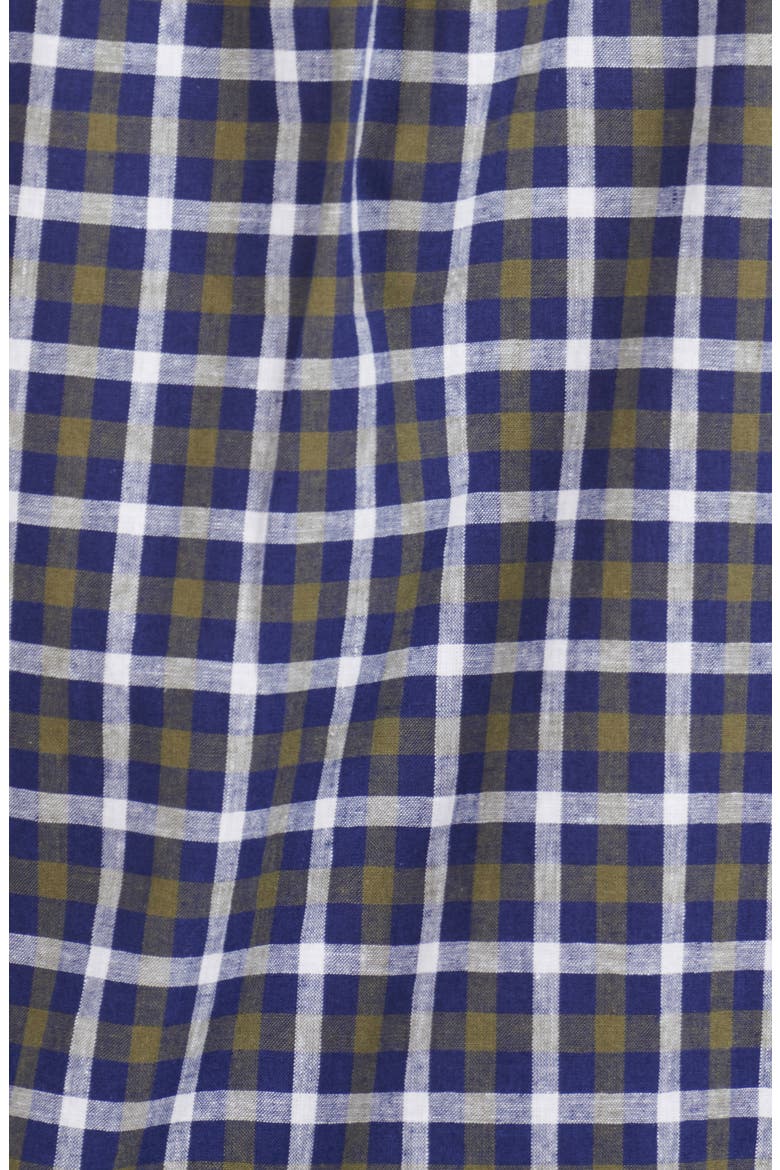 Check Linen & Cotton Button-Down Shirt, Alternate, color, INKY BLUE