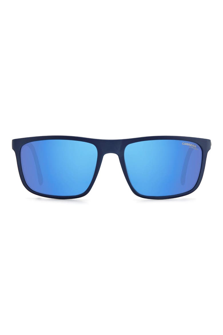 58mm Polarized Rectangle Sunglasses, Main, color, BLUE