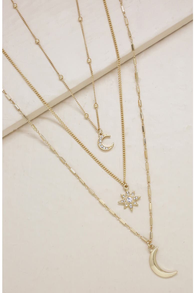 Set of 3 Celestial Pendant Necklaces, Alternate, color, GOLD