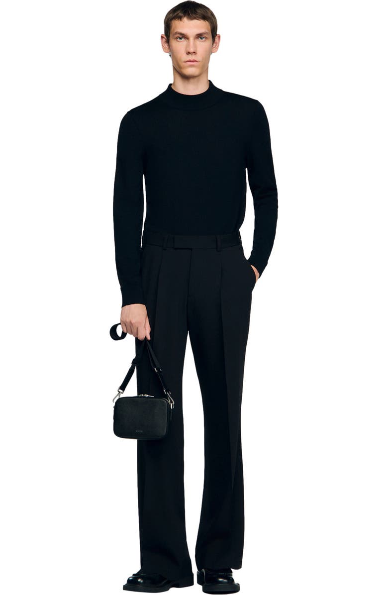 SANDRO Small reconstituted leather bag, Alternate, color, Black