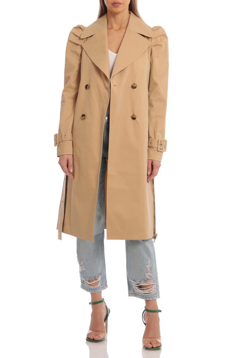 Avec Les Filles Puff Shoulder Trench Coat, Main, color,