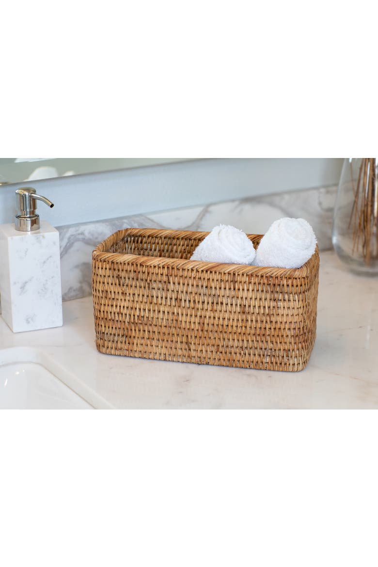 Artifacts Rattan Rectangular Everything Basket, Alternate, color, Honey Brown