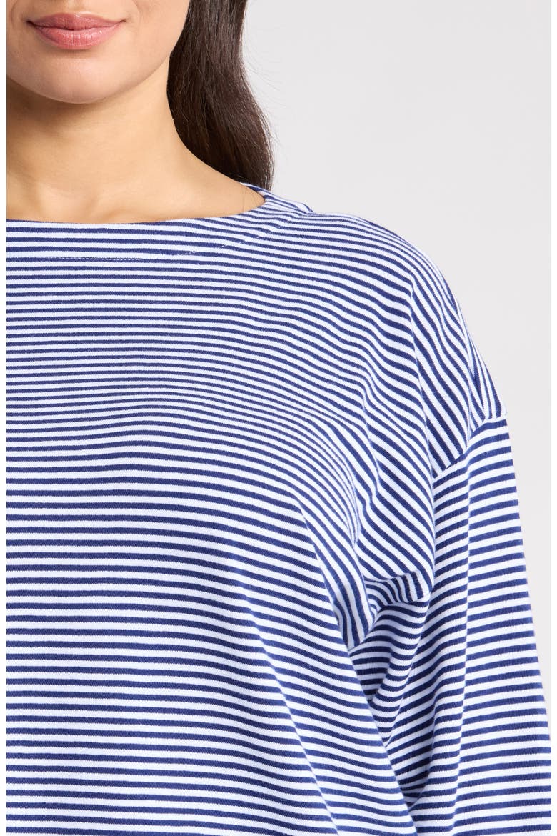 Striped Bateau Neck Boxy Organic Cotton Top, Alternate, color, INFINITY