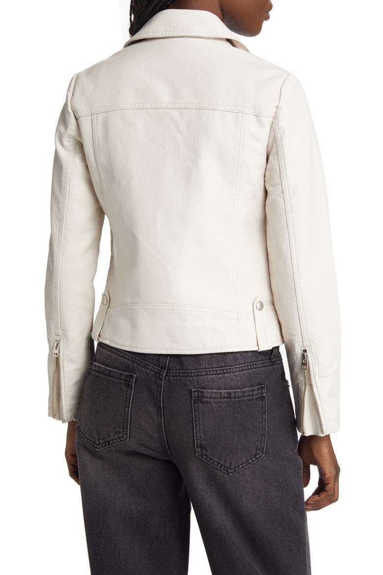 Faux Leather Biker Jacket, Alternate, color, CREAM