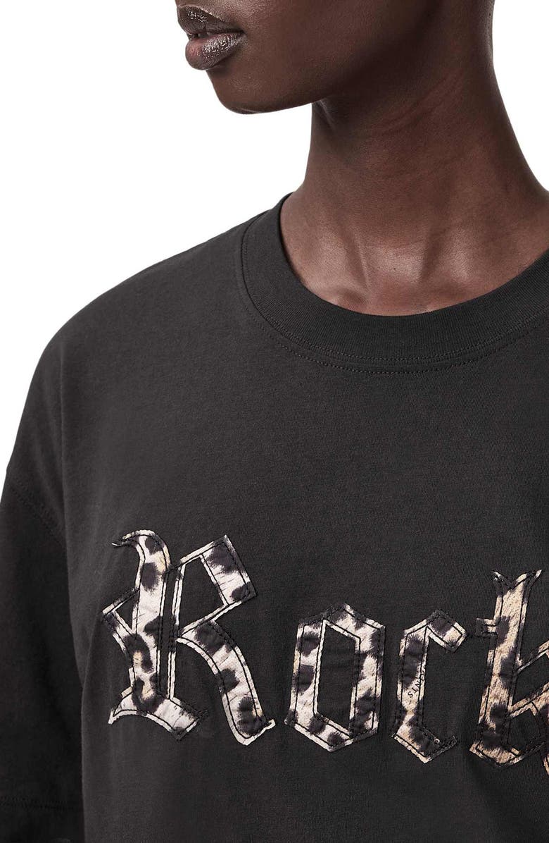 AllSaints Rock Etta Cotton T-Shirt, Alternate, color, Washed Black