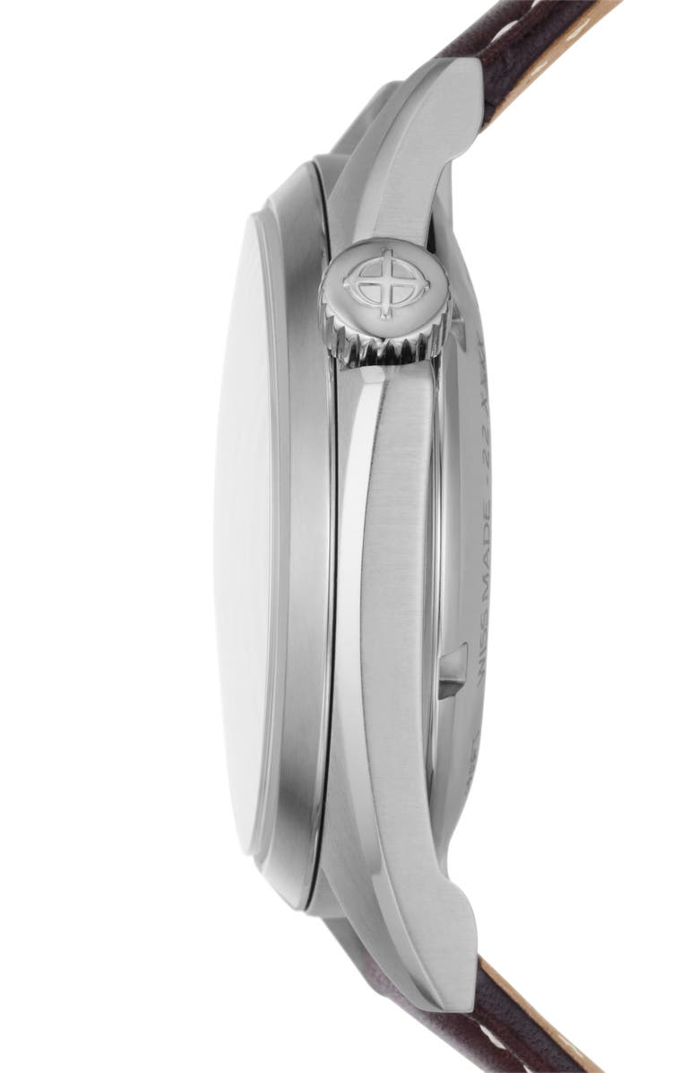 Zodiac Field Olympos Automatic Leather Watch, 40mm, Alternate, color, Brown